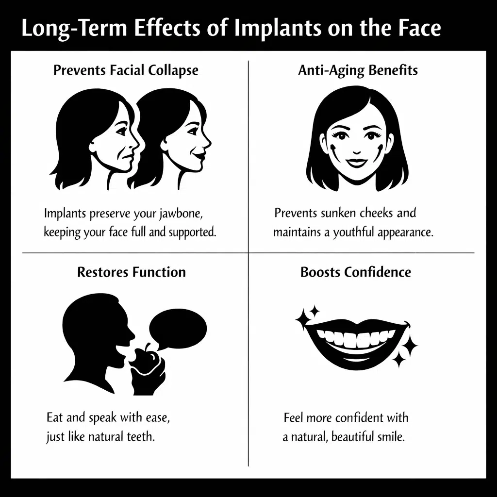 long term effects of dental implants on the face