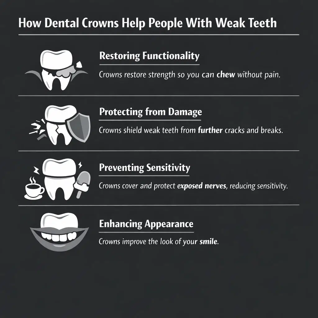 how dental crowns restore weak teeth