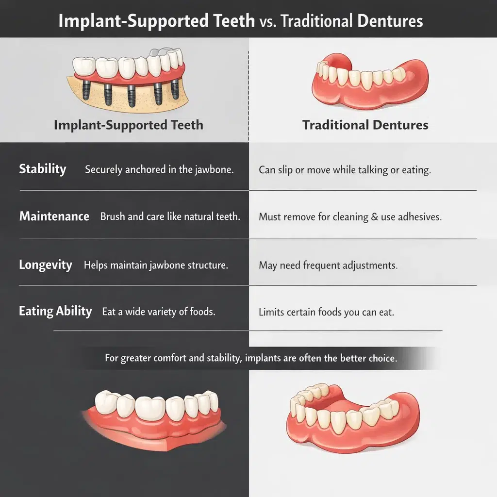 implant vs dentures